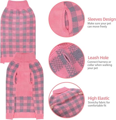 Dog Sweaters for Large Medium Small Dogs (XL - Chest 30", Back 24" / Light Pink)