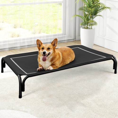 Outdoor Elevated Dog Bed for Large Medium Dogs (M(35.50"x25.60"x8.00") / Black)