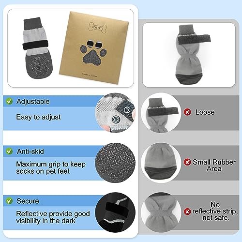 Dog Socks to Prevent Licking Paws for Hot (Reflective Grey / S/M(Pack of 4))
