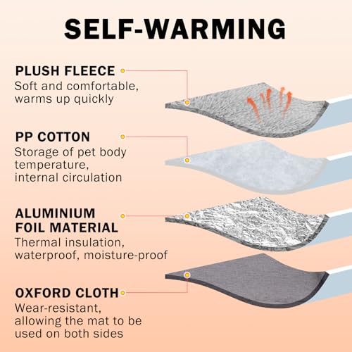Self Warming Cat Bed Mat for Cats Small Dogs (Grey / M: 20"x24")