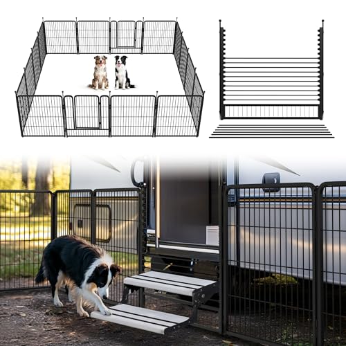 Rollick Dog Playpen with RV Step Grid (Black / 32"H)