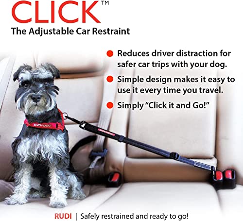 Click Dog Seat Belt Car Restraint (Black / Click - 17.5in - 26in)