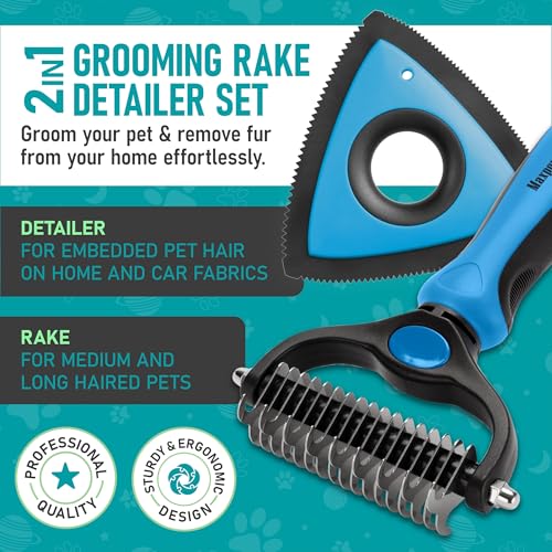 Pet Grooming Rake and Mini Pet Hair Remover Tool (D - Rake & Remover / Large)