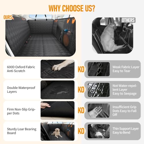 Dog Car Seat Cover for Back Seat (orange / 51"-Compact Cars & Subcompact SUVs)