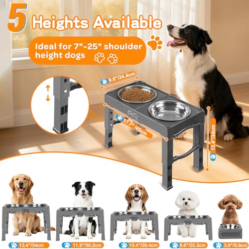Elevated Dog Bowls (Grey / 7.1" for Medium Dogs)
