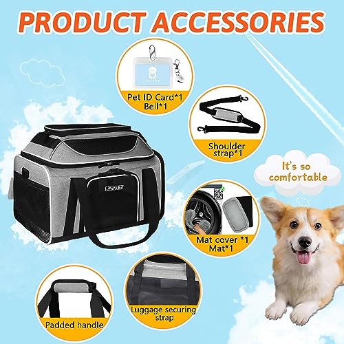 Top Expandable Small Pet Carrier 18"x13"x9.5" Airline Approved (18.0"L x 13.0"W x 9.5"H / Grey)