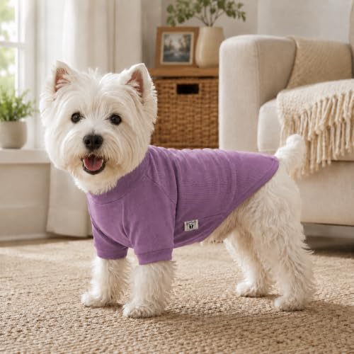 Ribbed Dog T Shirt Cotton Knitted Dog Sweaters for All Season Pet T (L (for Small Medium Dog) / Taro purple)