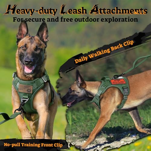 Tactical Dog Harness for Small Dogs (S(Chest:16.1"-31.5",Neck:15.4"-21.6",Back:7.1") / Green)