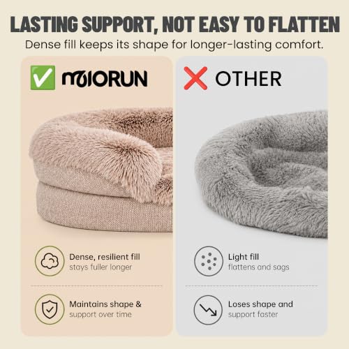 Fluffy Orthopedic Dog Beds Large Sized Dog (Beige / M(36", UP to 50lbs))