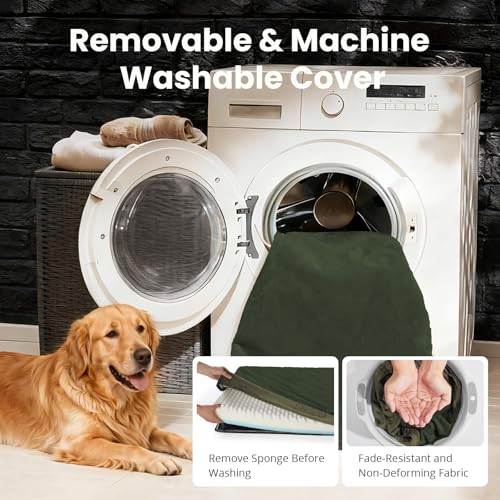 Orthopedic Waterproof Large Dog Bed (41" x 28" x 4" (For Crate) / 05-Green)