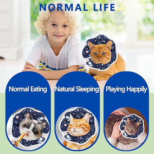 Soft Adjustable Cat Cone Collar (Dark Blue / Medium)