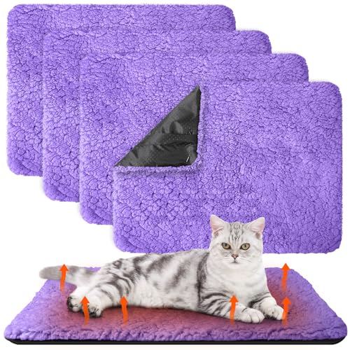 4 Pack Self Warming Cat Mat for Pets (16 x 20 Inch / Purple)