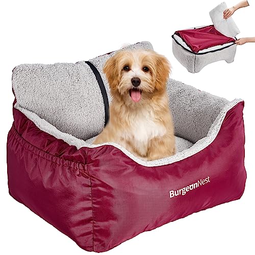 Dog Car Seat for Small Dogs & Cats Under 25 lbs (Red / Small)
