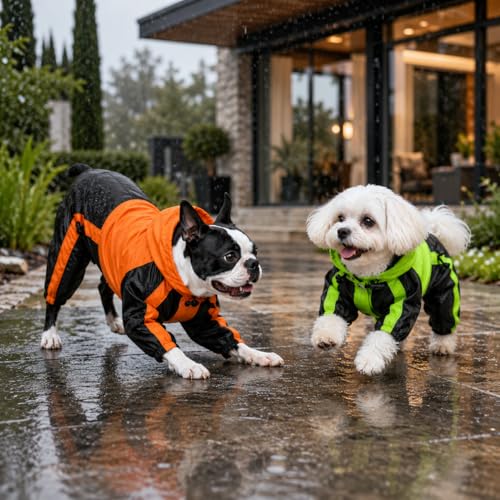 American Bully Pitbull Dog Hooded Raincoat (B-M (for Bulldog/Beefy dog) / Orange)