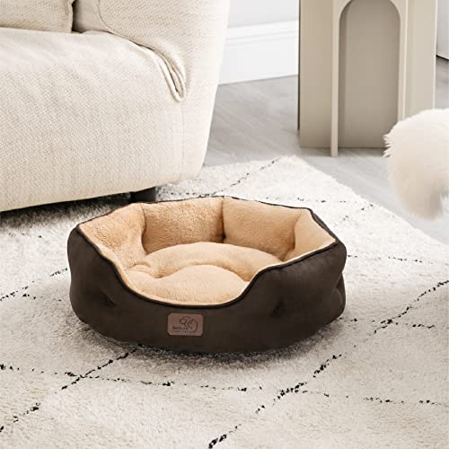 Small Dog Bed Washable (25"L x 21"W x 8"Th / Brown)