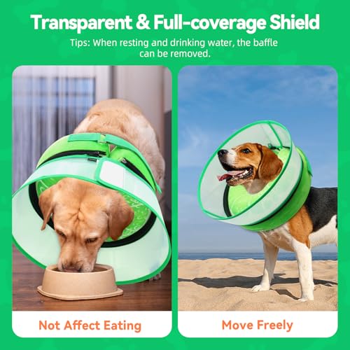 Upgraded Inflatable Dog Cone Collar to Stop Licking (M+ (Neck: 11-14") / Lime)