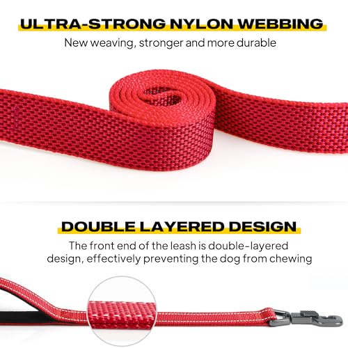 Heavy Duty Dog Leash for Medium Large Dogs (6 Feet (Pack of 1) / Red)