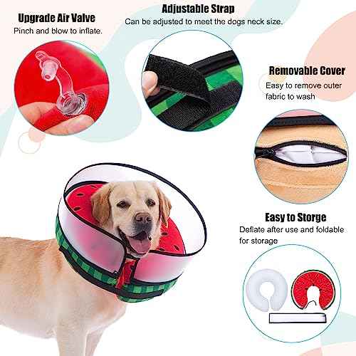 Inflatable Dog Cone Collar with Enhanced Anti (Medium / Watermelon)