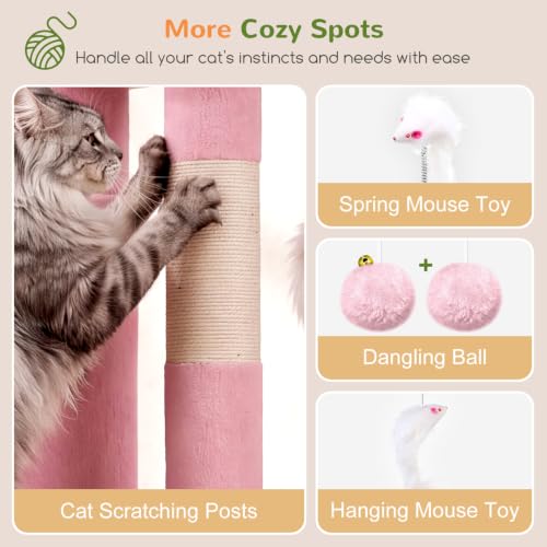 Cat Tree Tower for Indoor Cats Large Adult (Pink / XL)