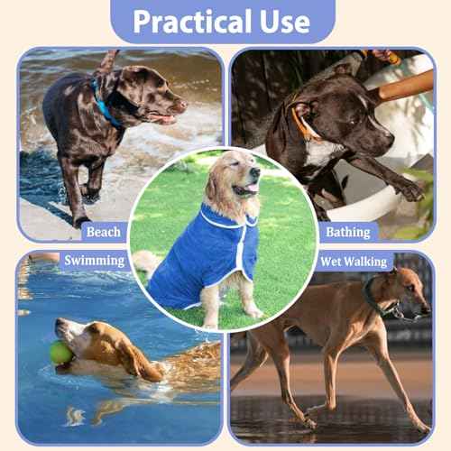 Dog Bathrobe Towel Dog Drying Coat (Medium Blue‌ / XX-Large)