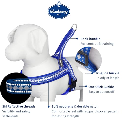 4 Colors Soft & Comfy 3M Reflective Jacquard Padded Dog Harness (Small(19" - 23.5") Chest Girth / Palace Blue)