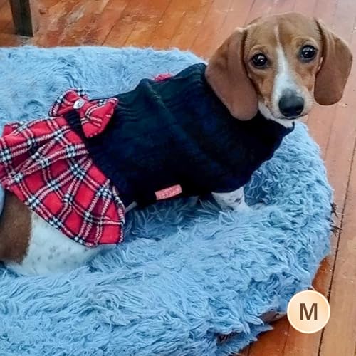 Dog Sweater Dress for Small Dogs Turtleneck Thick Knit Pullover (Medium (9-16lbs) / 05# Black)