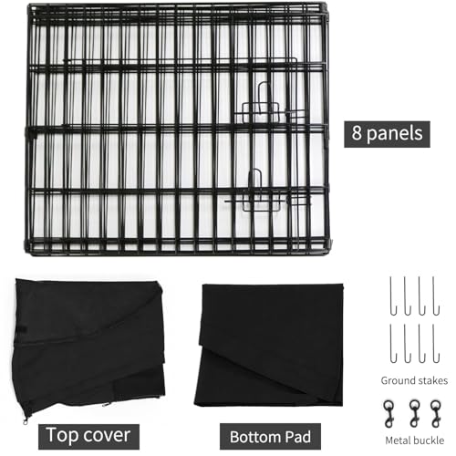 Foldable Metal Dog Exercise Pen (Black / 36''H)
