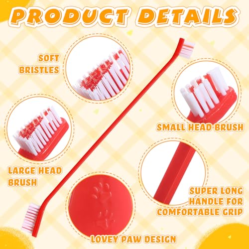 150 Pcs Dog Toothbrush Dual Headed Dental Brushes Puppy Tooth Brushing Kit Long Handle Toothbrush for Large and Small Dogs Cats Most Pets Teeth Cleaning Oral Care Supplies (Bright Color)