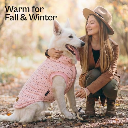 Dog Jacket Pink Winter Coat (2XL / Polka Dot Jacket Pink)