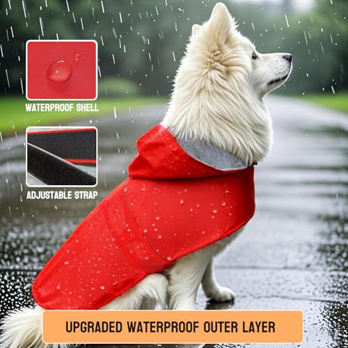 Dog Raincoat Small Dog Rain Jacket Hooded Poncho Waterproof Pet Rain Suit Double (Red / S:Back Length 6.5-8.5")