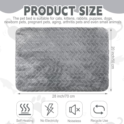 4 Pack Self Warming Cat Bed Mat Self Heating Pad for Dog Extra Warm Winter Pet Pad Washable Thermal Pads Mats for Pets Indoor Outdoor (Gray / 20 x 28 Inch)