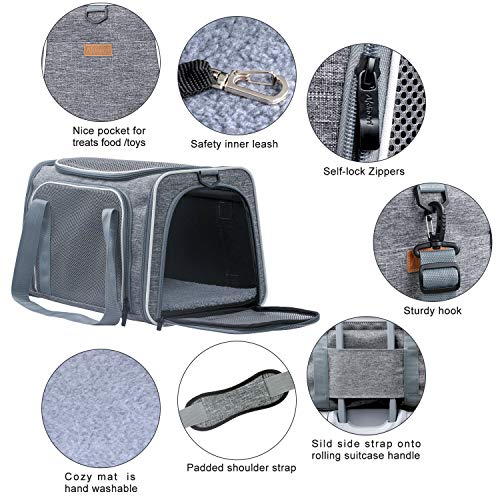 Cat Carrier Portable Foldable Dog Pet Carrier (17.5"L x 11.0"W x 11.0"H / Light Grey)