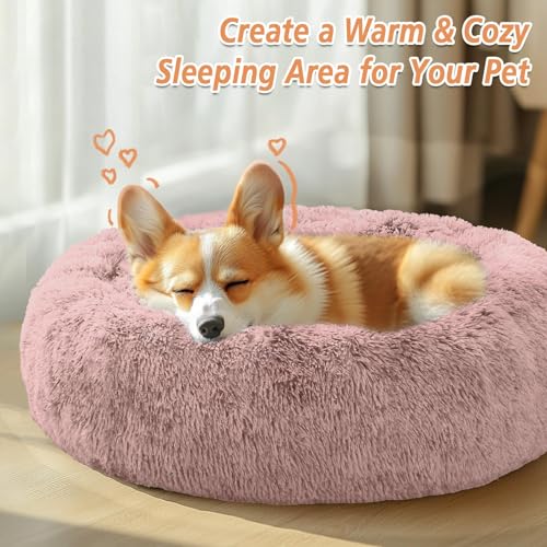 Calming Dog Bed Medium Size Dog (Dark Pink / 27.0"L x 27.0"W x 8.0"Th)