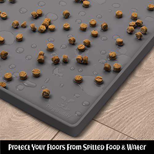 Dog Food Mat Waterproof Dog Bowl Mat for Food and Water (11.2"L x 11.2"W / Shadow)