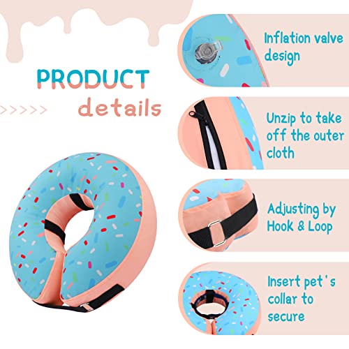 Inflatable Dog Cone Collar for Large Medium Small Dogs (Donut Blue / M(Neck 9"-12.5"))