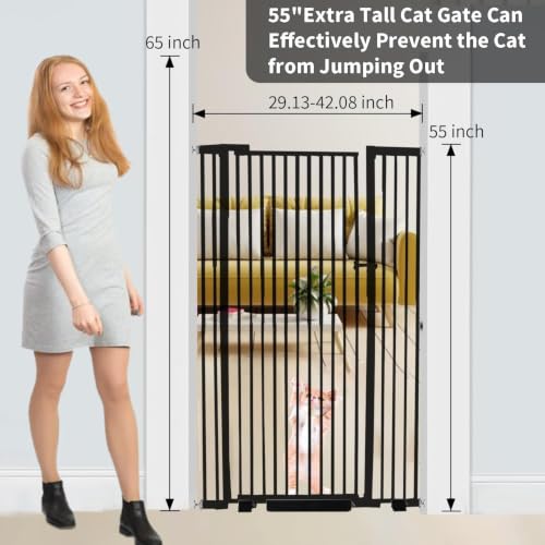 55.1" Extra Tall Pet Gate (Black / 29.92"- 43" Wide)