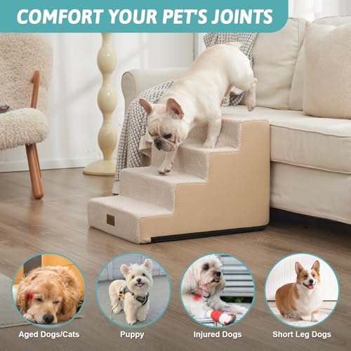 Dog Stairs for Small Dogs (Beige / 15.7x23.6x17.7 inch)