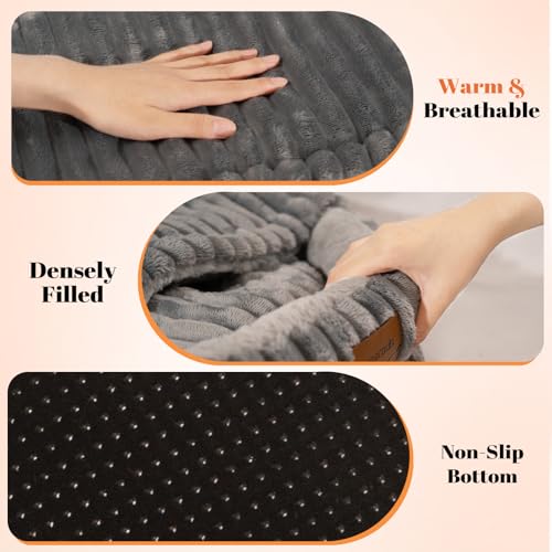 Cat Cave Bed for Indoor Cats Covered Hooded Pet Bed with Cushion (Dark Blue)