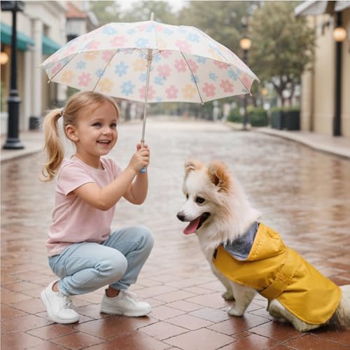 Dog Raincoat Dog Rain Jacket Hooded Poncho Waterproof Pet Rain Suit Double (Yellow / L:Back Length 10.5-13.0")