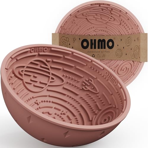 Slow Feeder Bowl & Lick Mat for Dogs (Coral / 6.3"L x 6.3"W)