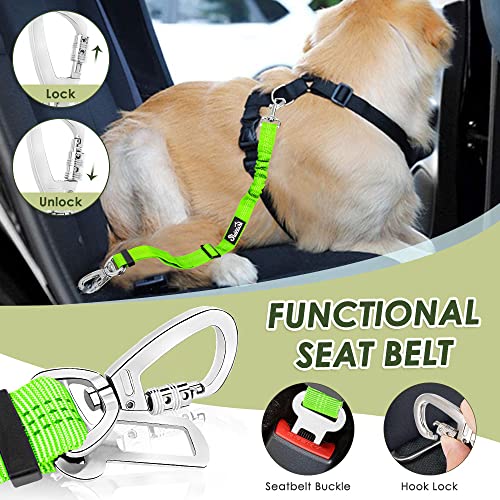 Dog Car Harness Seat Belt (Large / ·Lime Green)