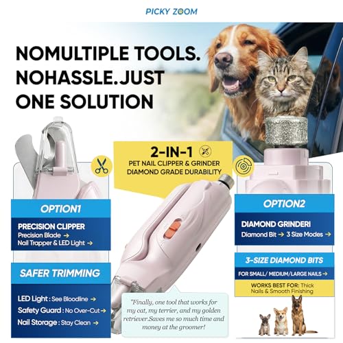 2-in-1 Dog & Cat Nail Clippers and Grinder with LED Light (Orange)
