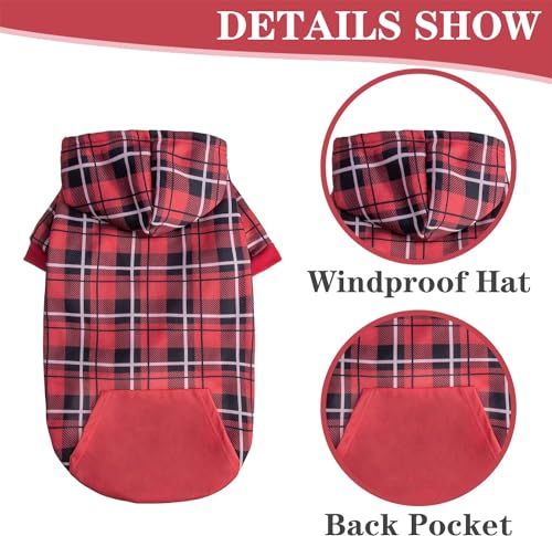 Plaid Dog Hoodie (X-Large / Red)