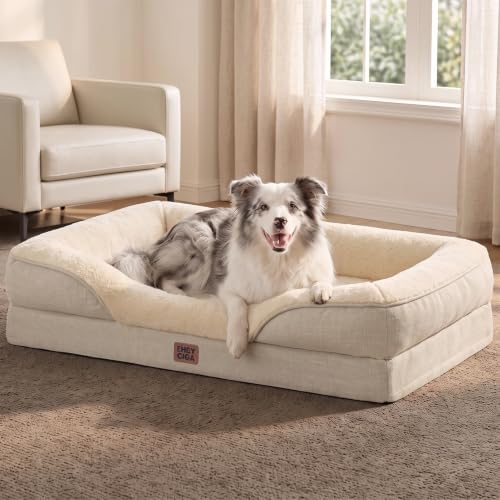 Orthopedic XL Dog Bed for Large Dog (Beige / 42x30x7.5)