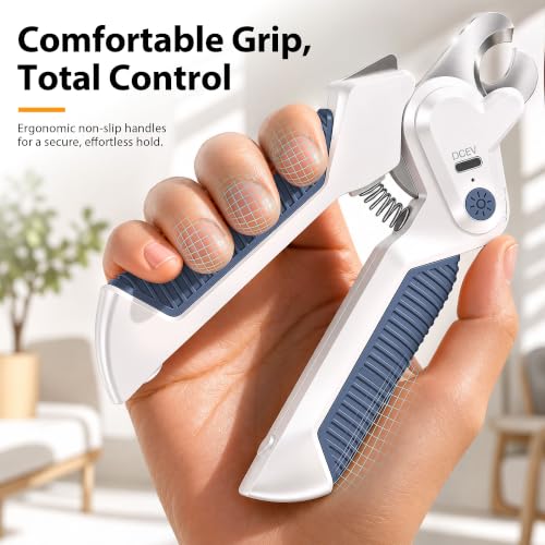 2-in-1 Cat Nail Clipper with Light for Small Medium Large Dogs (Blue)