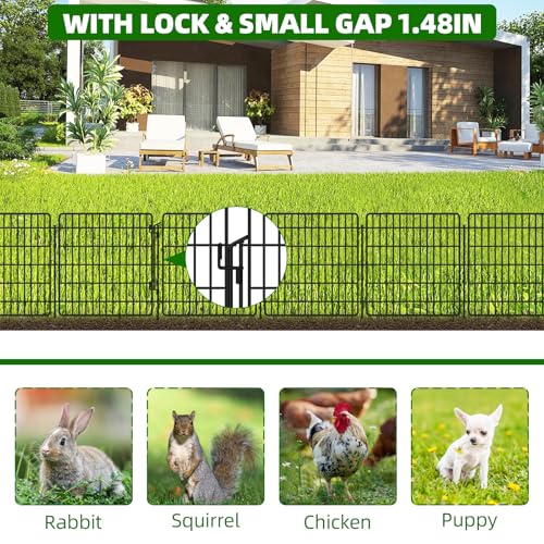 5 Panels Garden Fencing Animal Barrier with Lock (24in(H))
