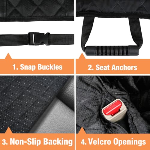 Waterproof Scratchproof Pet Bench Seat Covers for Cars (black / Medium-52"W)