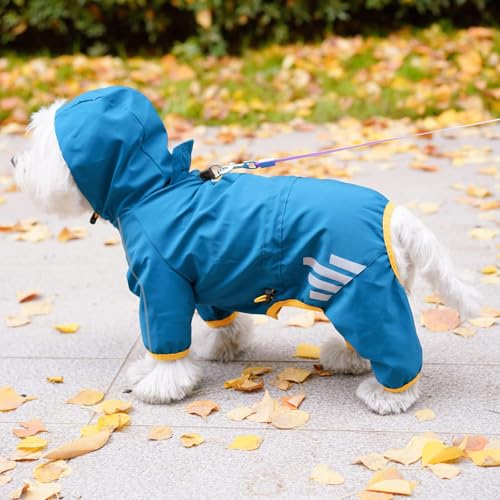 Dog Raincoat Waterproof Dog Rain Jacket with Hood (Bule / X-Small)