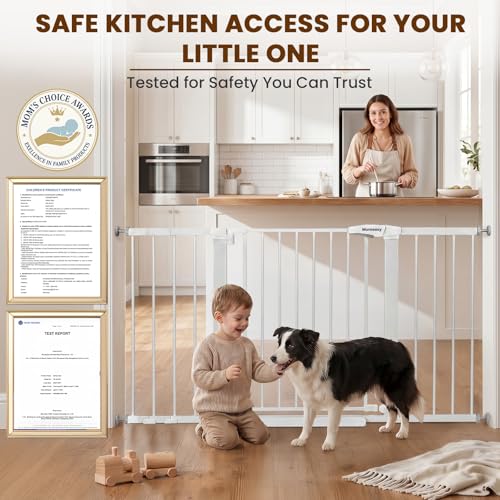 29.7 54.2" Baby Gate for Stairs (White / 29.7-54.2"W x 30"H)