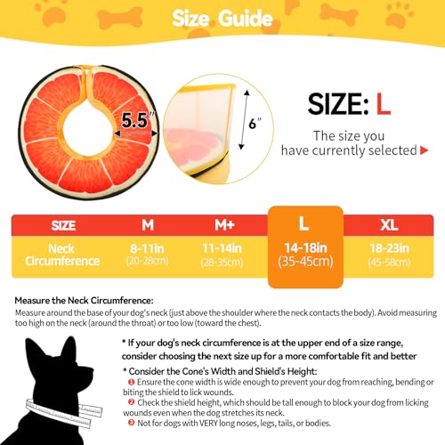 Upgraded Inflatable Dog Cone Collar to Stop Licking (L (Neck: 14-18") / Grapefruit)